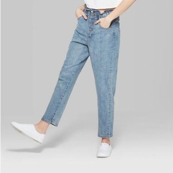 PAPER BAG shorts waist high rise bermuda cut off denim 12 - Picture 11 of 11